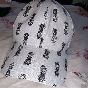 White and Black Pineapple Adjustable Baseball Cap